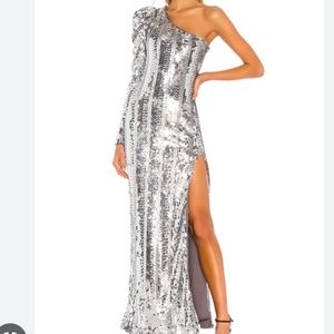 Michael Costello Silver Sequin Gown